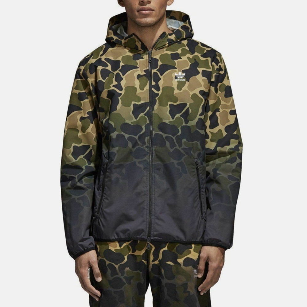 Adidas Originals Menās Camouflage Windbreaker Jacket Sizeā Small Hood CE1545